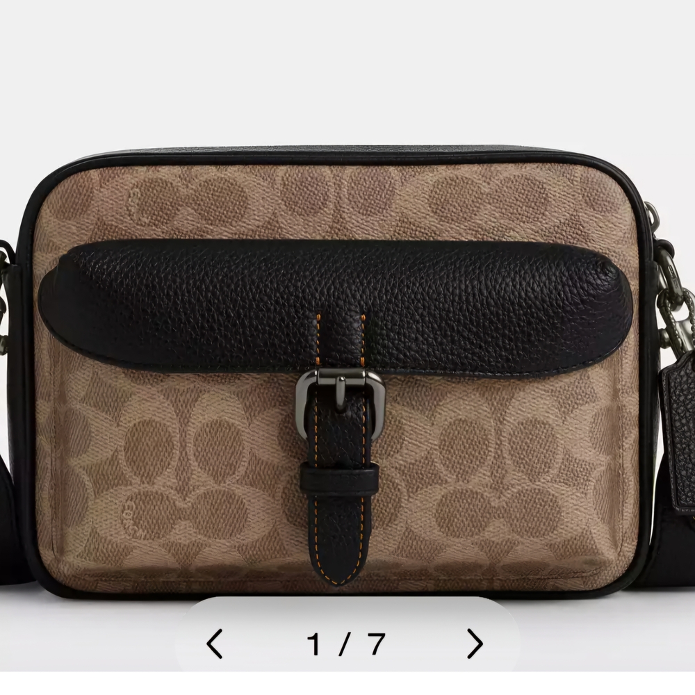 Coach Men's Black and Tan Messenger Bag